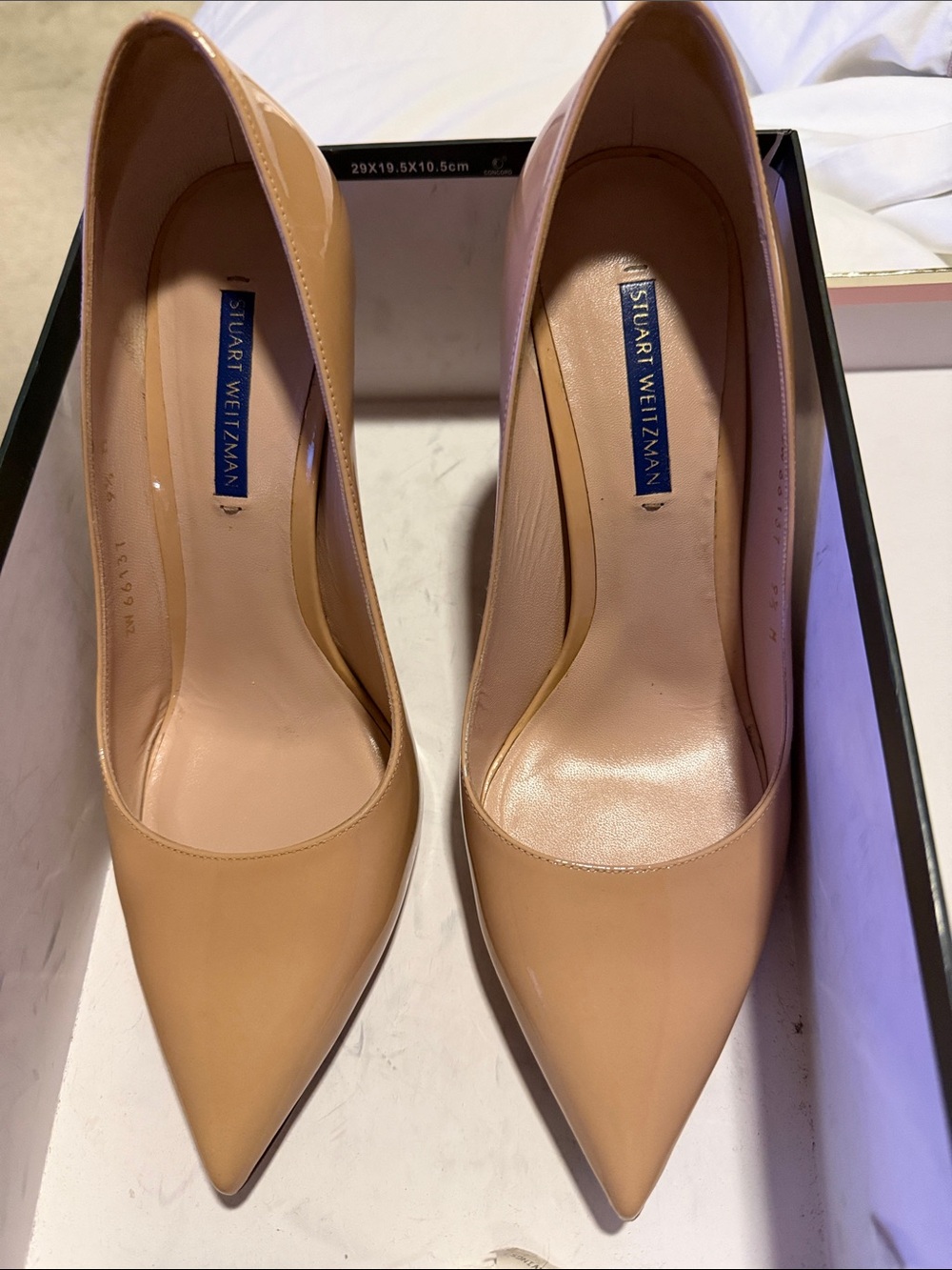 Stuart Weitzman Nude Leather Pointed-Toe Pumps